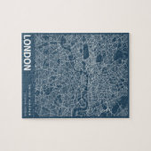 London England City Map Art Blue Print Puzzle (Horizontal)
