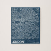 London England City Map Art Blue Print Puzzle (Vertikal)