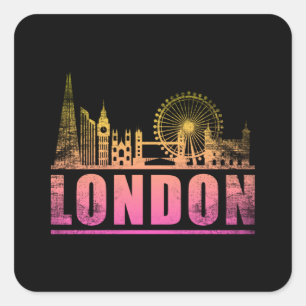 London England City Skyline Cityscape Funny Gift Quadratischer Aufkleber