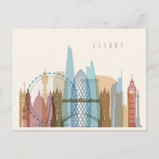 London, England | City Skyline Postkarte (Vorderseite)