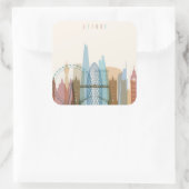 London, England | City Skyline Quadratischer Aufkleber (Tasche)
