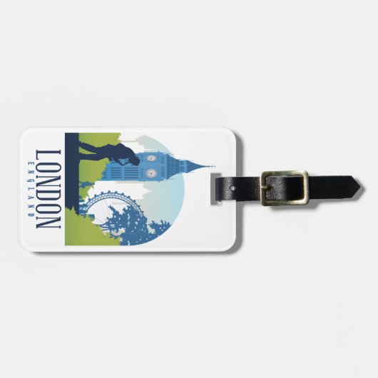 London England City Vintage Travel Gepäckanhänger (Vorderseite horizontal)