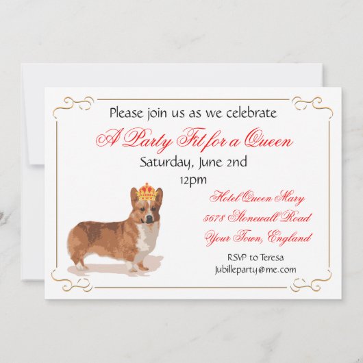 London England Corgi mit Kronen-Party Einladung (Rückseite)
