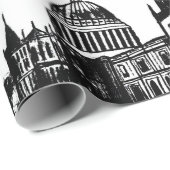 London England Elegant Schwarz-weiß Monogram Geschenkpapier (Rolleneckpunkt)