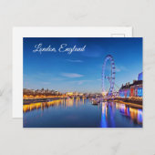 London, England, Ferris Wheel and Night Postcard Postkarte (Vorne/Hinten)