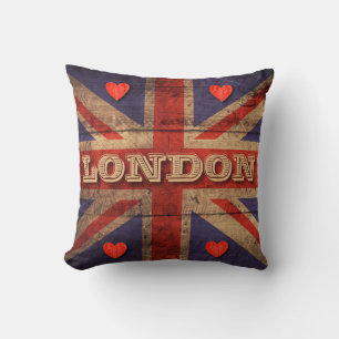 London England Flagge Union Jack UK Vintage Rustik Kissen