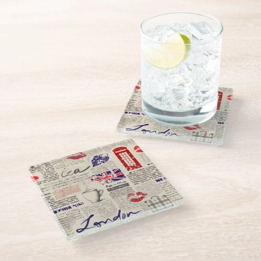 London, England Glasuntersetzer (Schrägansicht)