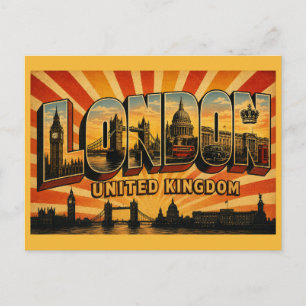 London England Global Hauptstadt Vintage Reise Kun Postkarte