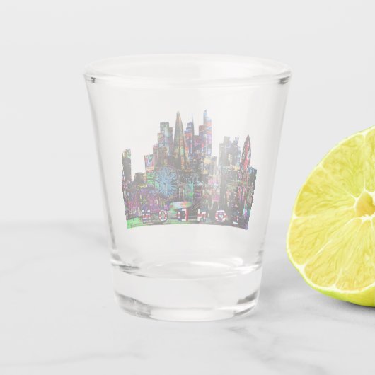 London, England, Graffiti Shot Glass Schnapsglas (Rückseite)