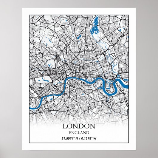 London England Großbritannien City Map Travel Poster (Vorne)