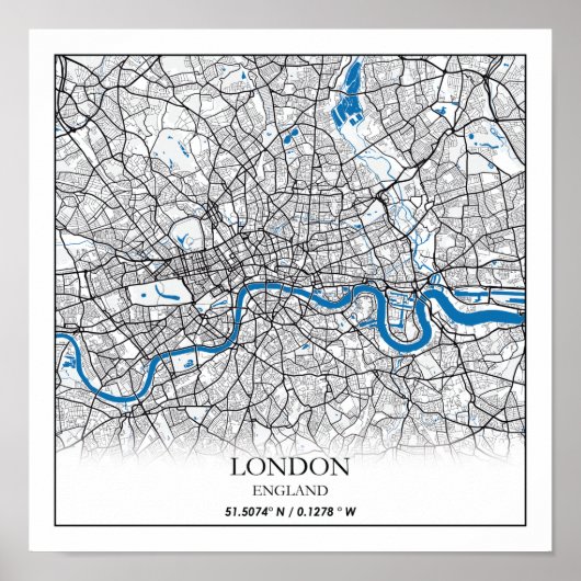 London England Großbritannien City Map Travel Poster (Vorne)