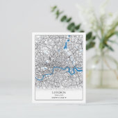 London England Großbritannien City Map Travel Postkarte (Stehend Vorderseite)