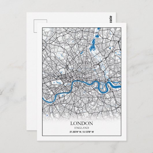London England Großbritannien City Map Travel Postkarte (Vorne/Hinten)