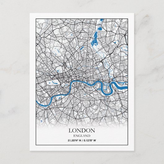 London England Großbritannien City Map Travel Postkarte (Vorderseite)