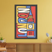 London, England | Lebhaftes Handrawn Design Leinwanddruck (Insitu (Wohnzimmer))