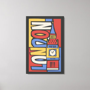 London, England Lebhaftes Handrawn Design Leinwanddruck