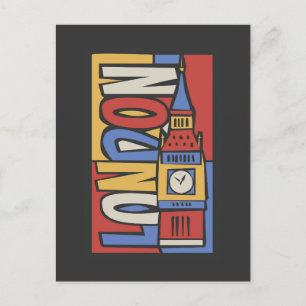 London, England   Lebhaftes Handrawn Design Postkarte