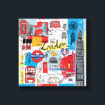 London, England Leinwanddruck<br><div class="desc">Global Travel III by Farida Zaman. Image feys London,  England with various famous landmarks and iconic elements of the city. | SID23322</div>