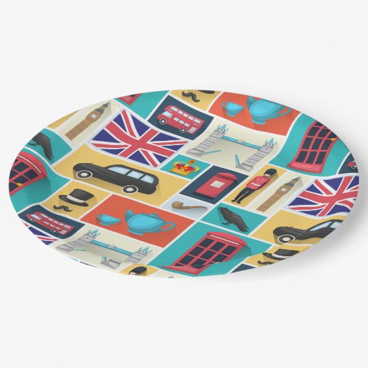London, England Paper Plate Pappteller (Schrägansicht)