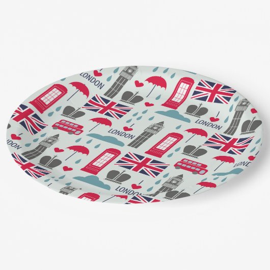 London, England Paper Plate Pappteller (Schrägansicht)