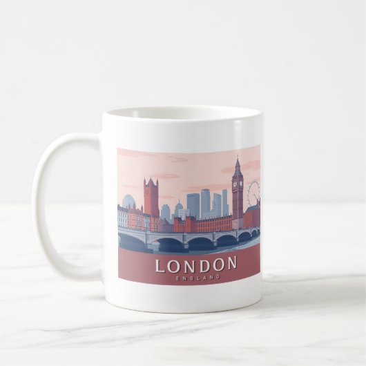 London England Pastel Travel Design Kaffeetasse (Links)