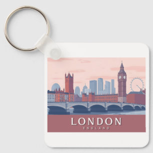 London England Pastel Travel Design Schlüsselanhänger