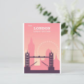 London England Pink Vintage Travel Postcard Postkarte (Stehend Vorderseite)