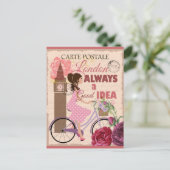 London England Pink Vintage Travel Postkarte (Stehend Vorderseite)