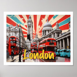 London England Pop Art Travel Illustration Poster