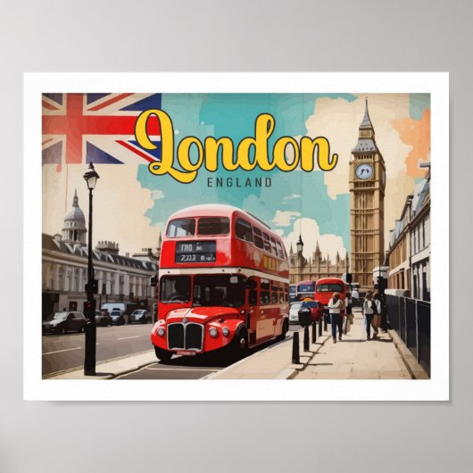 London England Pop Art Travel Illustration Poster (Vorne)