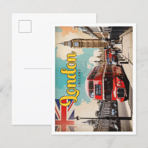 London England Pop Art Travel Illustration Postkarte