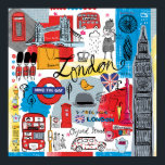 London, England Poster<br><div class="desc">Global Travel III by Farida Zaman. Image feys London,  England with various famous landmarks and iconic elements of the city. | SID23322</div>
