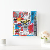 London, England Quadratische Wanduhr (Zuhause)