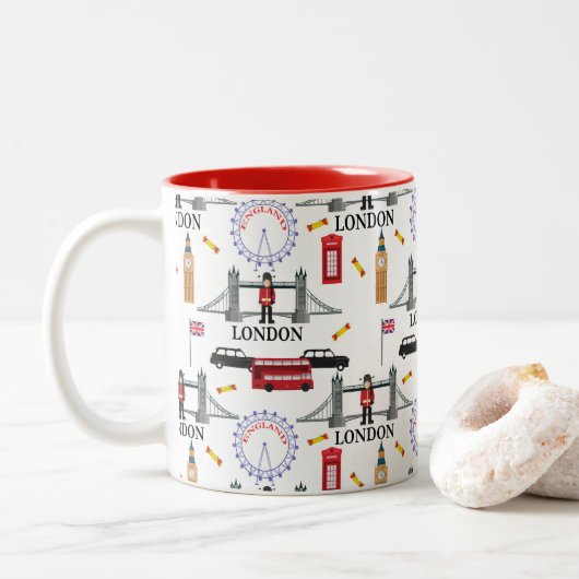 London England Queens Guard Englisches Muster Zweifarbige Tasse (Mit Donut)