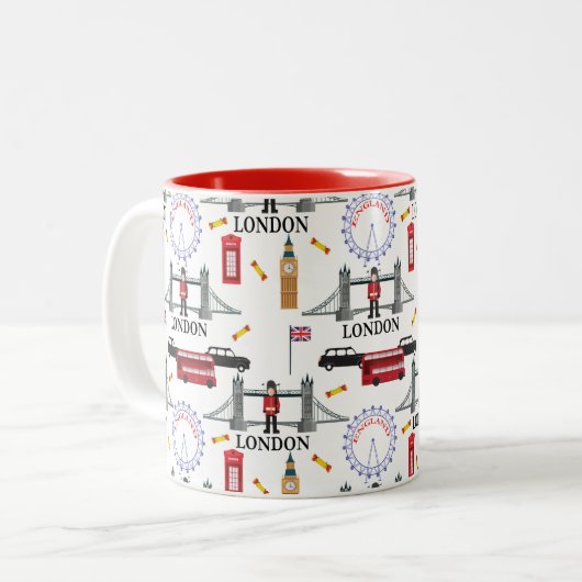 London England Queens Guard Englisches Muster Zweifarbige Tasse (Vorderseite Links)