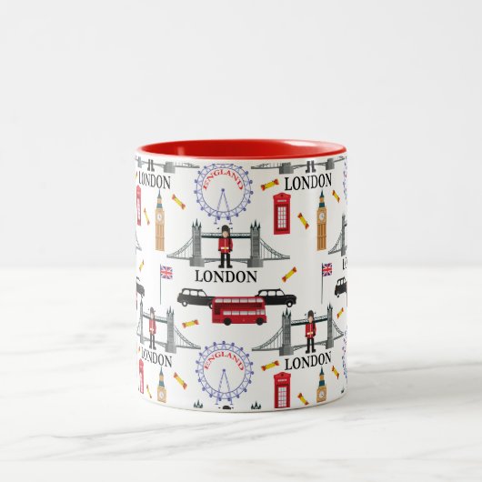 London England Queens Guard Englisches Muster Zweifarbige Tasse (Mittel)