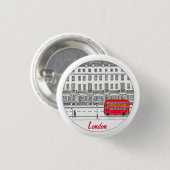 London England Red Bus Travel Illustration Button (Vorne & Hinten)