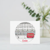 London England Red Bus Travel Illustration Postkarte (Stehend Vorderseite)