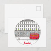 London England Red Bus Travel Illustration Postkarte (Vorne/Hinten)