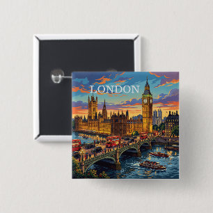 London England Reise Kunst Vintage Button