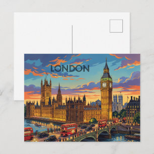 London England Reise Kunst Vintage Feiertagspostkarte