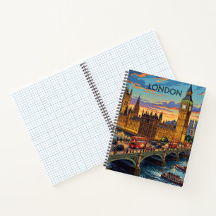London England Reise Kunst Vintage Notizblock