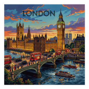 London England Reise Kunst Vintage  Poster