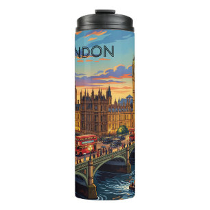 London England Reise Kunst Vintage Thermosbecher