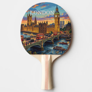 London England Reise Kunst Vintage Tischtennis Schläger