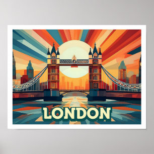 London England Reise künstlerisch farbenfroh Poster