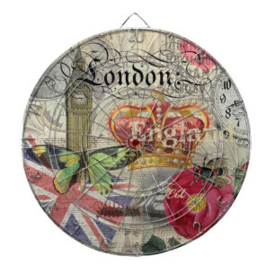 London England Reise Vintage Europa Kunst Dartscheibe