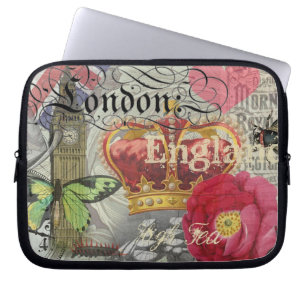 London England Reise Vintage Europa Kunst Laptopschutzhülle