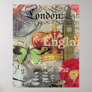 London England Reise Vintage Europa Kunst Poster