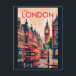 London England Reiseart Vintag Postkarte<br><div class="desc">London Retro Vektor Reise Design. Vom Buckingham Palace über den Tower of London bis hin zu den Shows über die Themse River und West End bietet London eine dynamische Mischung aus Tradition und moderner Kultur.</div>